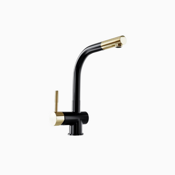 Kitchen faucet GLOBALO Lobio Black/Light Gold Ring 1.1