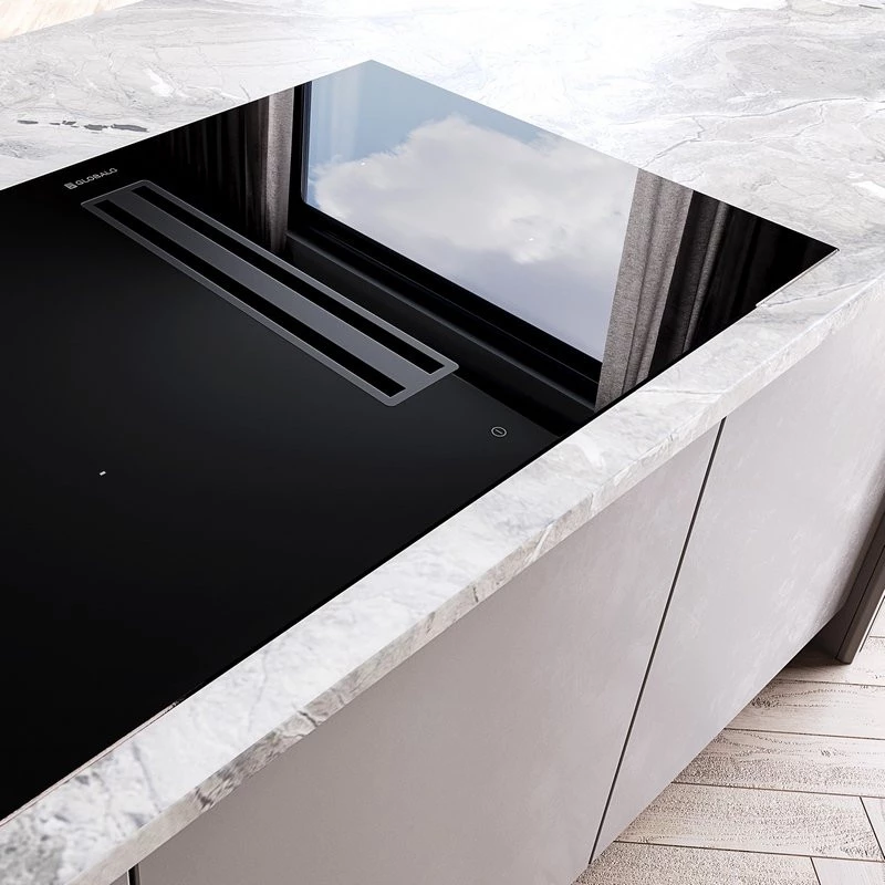 Induktionskochfeld mit integrierter Dunstabzugshaube GLOBALO Plantis 80.1 Black – Küchenintegration