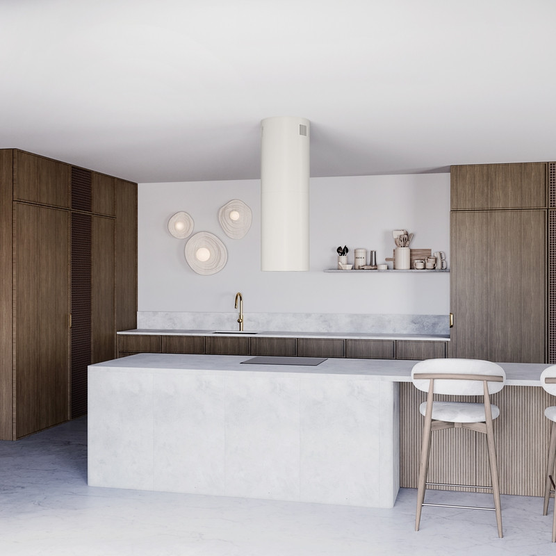 Visualization of the Cooker hood GLOBALO Callia Isola 39.1 Ivory in the kitchen