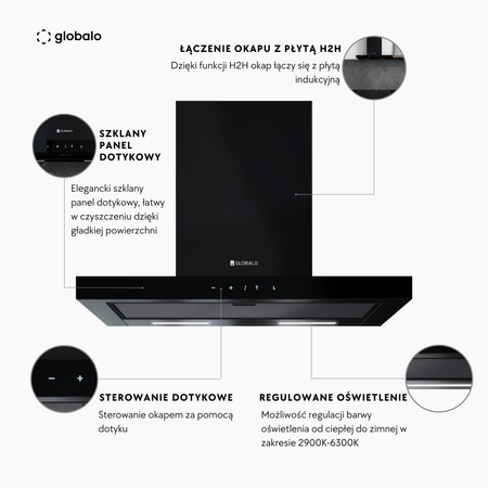 Cooker hood GLOBALO AVENTELIO 60.1 H2H BLACK