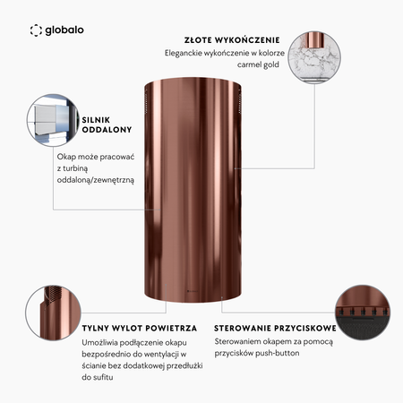 Cooker hood GLOBALO Lobelio 39.1 Wine Copper