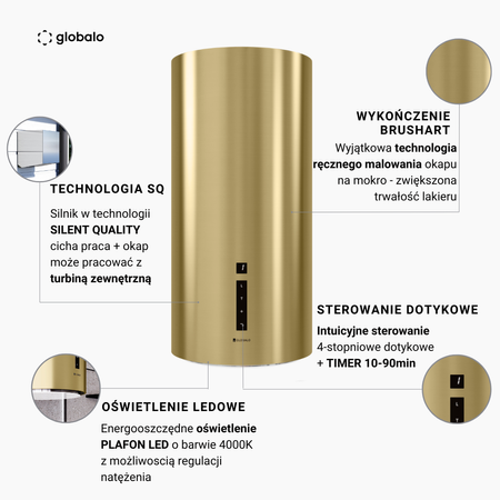 Cooker hood GLOBALO Heweno 39.3 Light Gold Mat