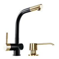 Kitchen faucet GLOBALO Lobio Black/Light Gold Ring 1.1