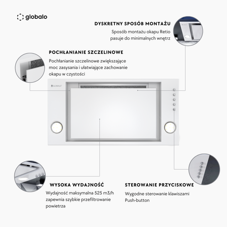 Cooker hood GLOBALO Retio 60.2 White