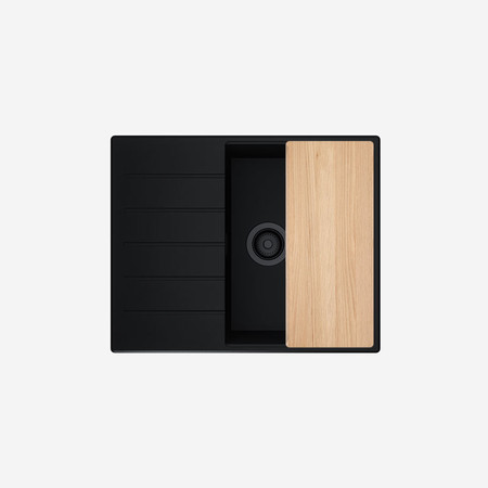 Zlewozmywak granitowy GLOBALO z ociekaczem VIRELLA 45.1 BLACK/BL Mat