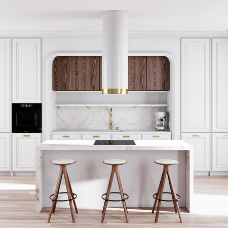Cooker hood GLOBALO Heweno Isola 39.2 WH/Light Gold Mat Ring