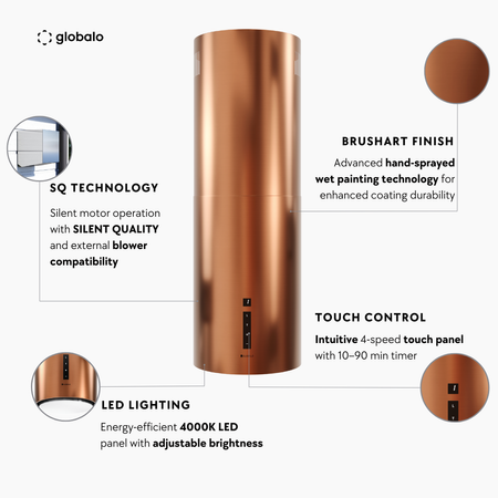 Dunstabzugshaube GLOBALO Heweno Isola 39.1 Kupfer Matt