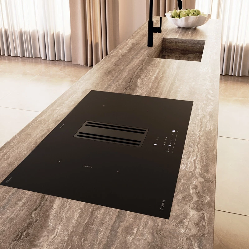 Płyta indukcyjna z okapem blatowym AUPHORIA OUT 80.1 Black + Turbina TW 3.1