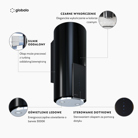 Cooker hood GLOBALO Roxano 39.1 Black